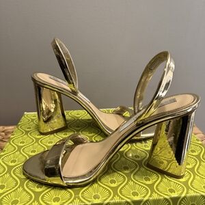 Gianni Bini Metallic Gold Block Heels